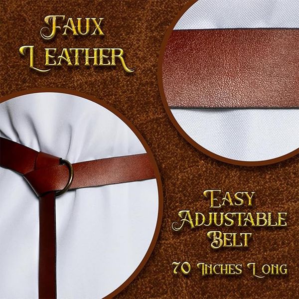 Medieval Brown Faux Leather Belt, Adult - Image 2