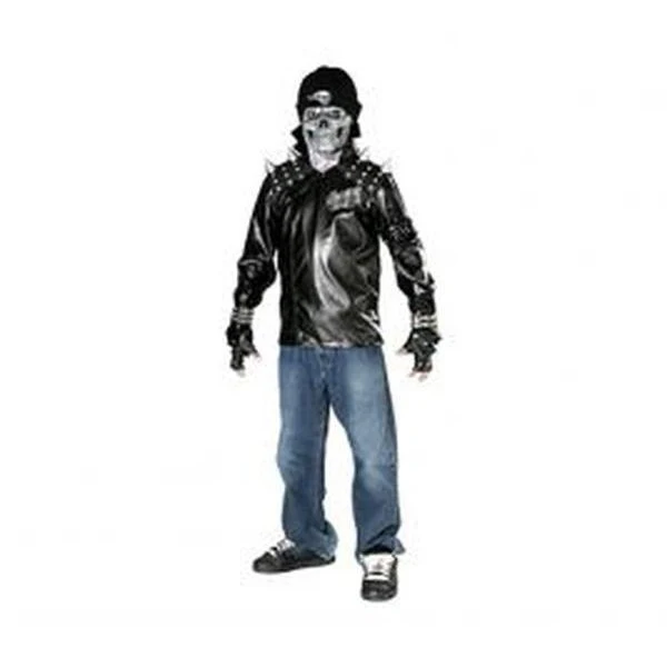 Metal Skull Biker Costume Size Teen
