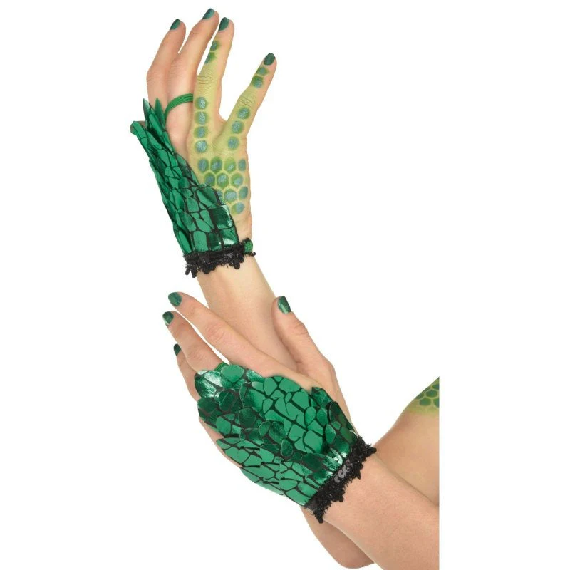 Metallic Green Dragon Scale Hand Coverlets/Gloves