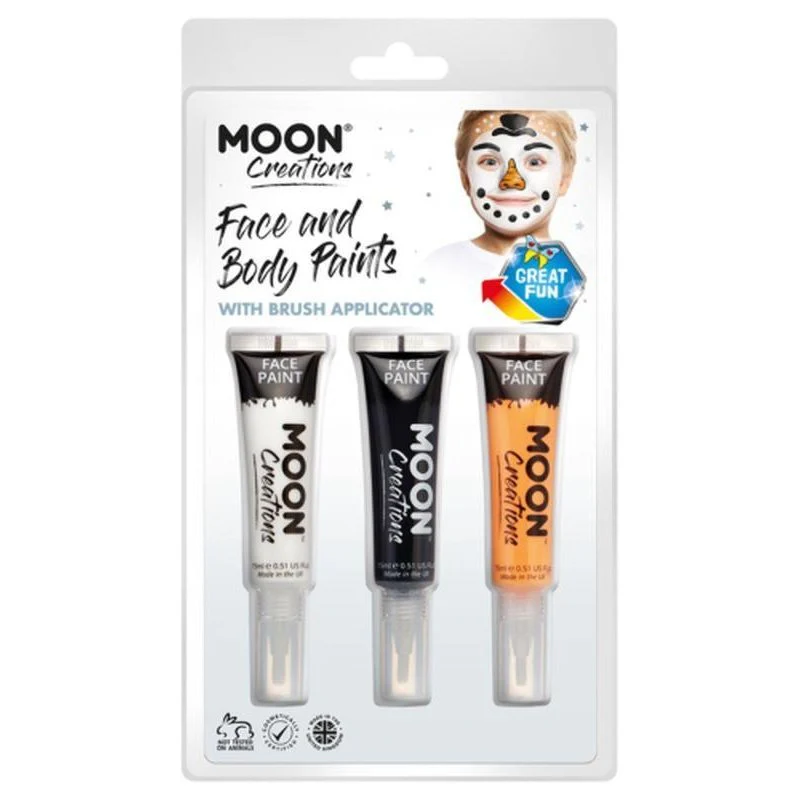 Moon Creations Face & Body Paints And Brush, Snowman