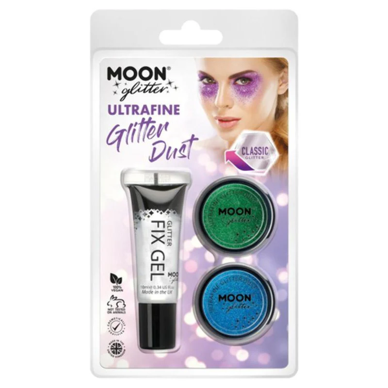 Moon Glitter Classic Ultrafine Glitter Dust, Green, Blue