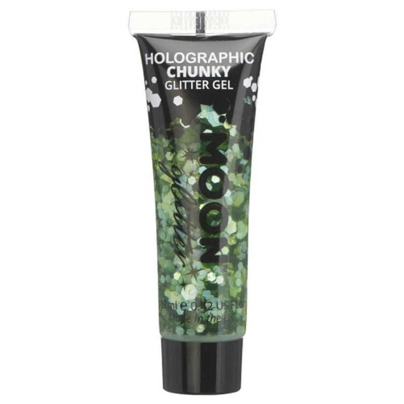 Moon Glitter Holographic Chunky Glitter Gel, Green - Image 2