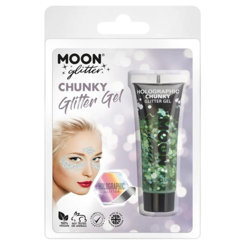 Moon Glitter Holographic Chunky Glitter Gel, Green - Image 3