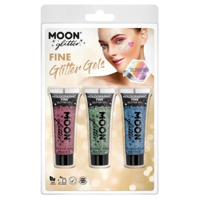 Moon Glitter Holographic Fine Glitter Gel, Pink, Green, Blue