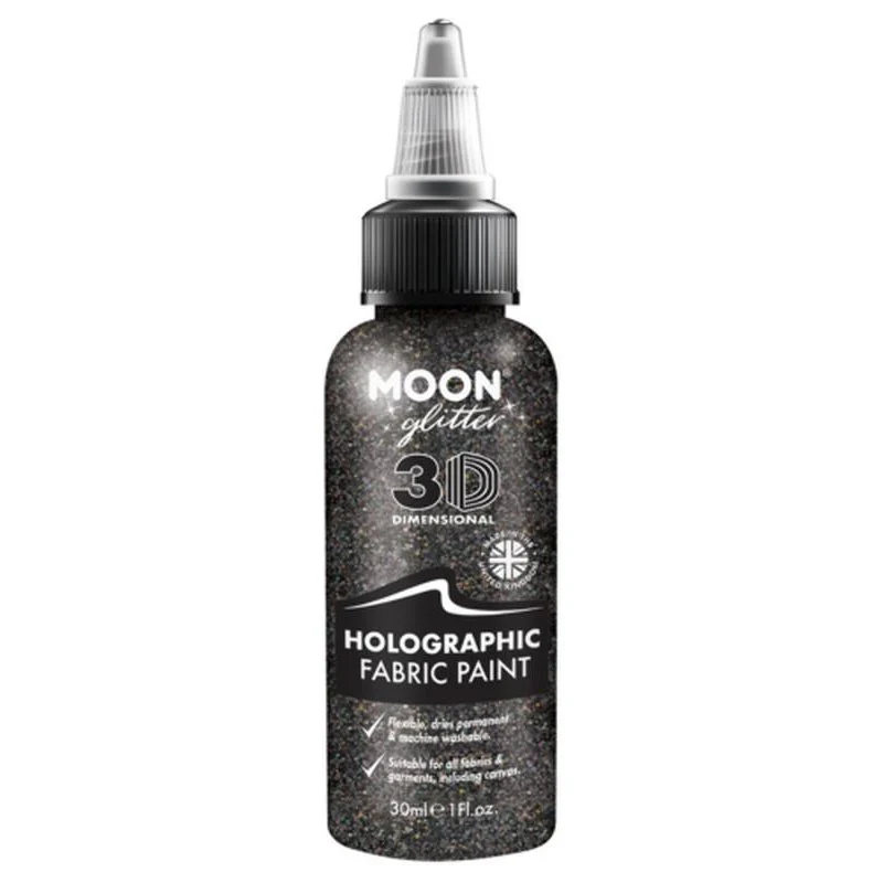 Moon Glitter Holographic Glitter Fabric Paint, Black, Silver, Purple - Image 2