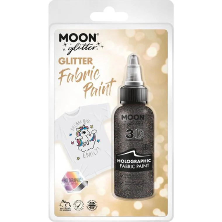 Moon Glitter Holographic Glitter Fabric Paint, Black, Silver, Purple - Image 3