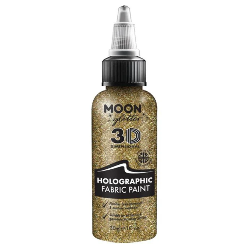 Moon Glitter Holographic Glitter Fabric Paint, Gold - Image 2