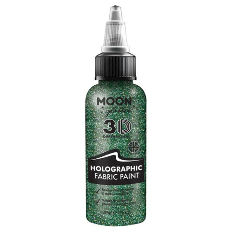 Moon Glitter Holographic Glitter Fabric Paint, Green - Image 2