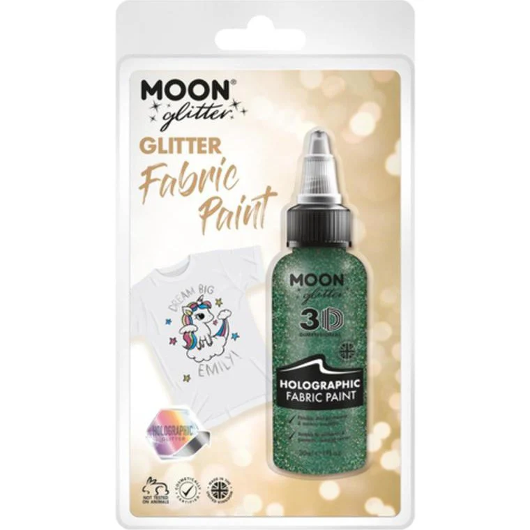 Moon Glitter Holographic Glitter Fabric Paint, Green - Image 3