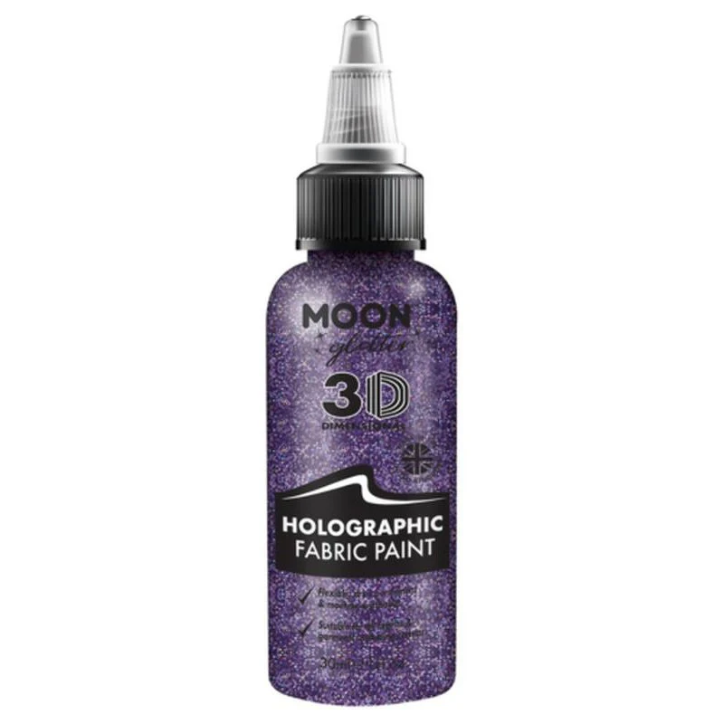 Moon Glitter Holographic Glitter Fabric Paint, Purple - Image 2