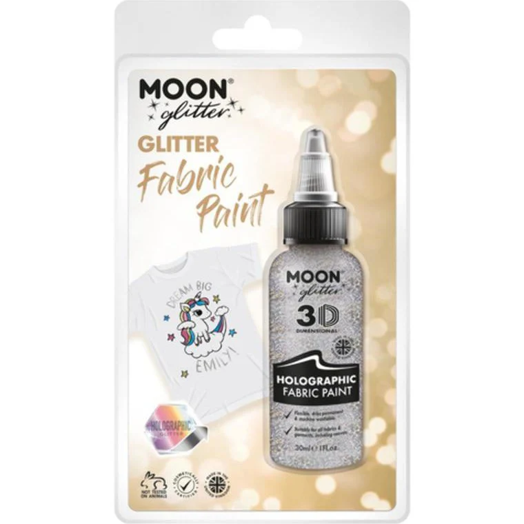 Moon Glitter Holographic Glitter Fabric Paint, Silver - Image 3