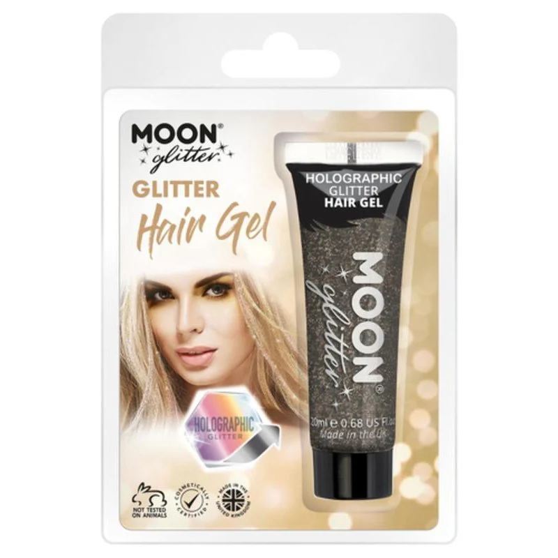 Moon Glitter Holographic Glitter Hair Gel, Black - Image 3