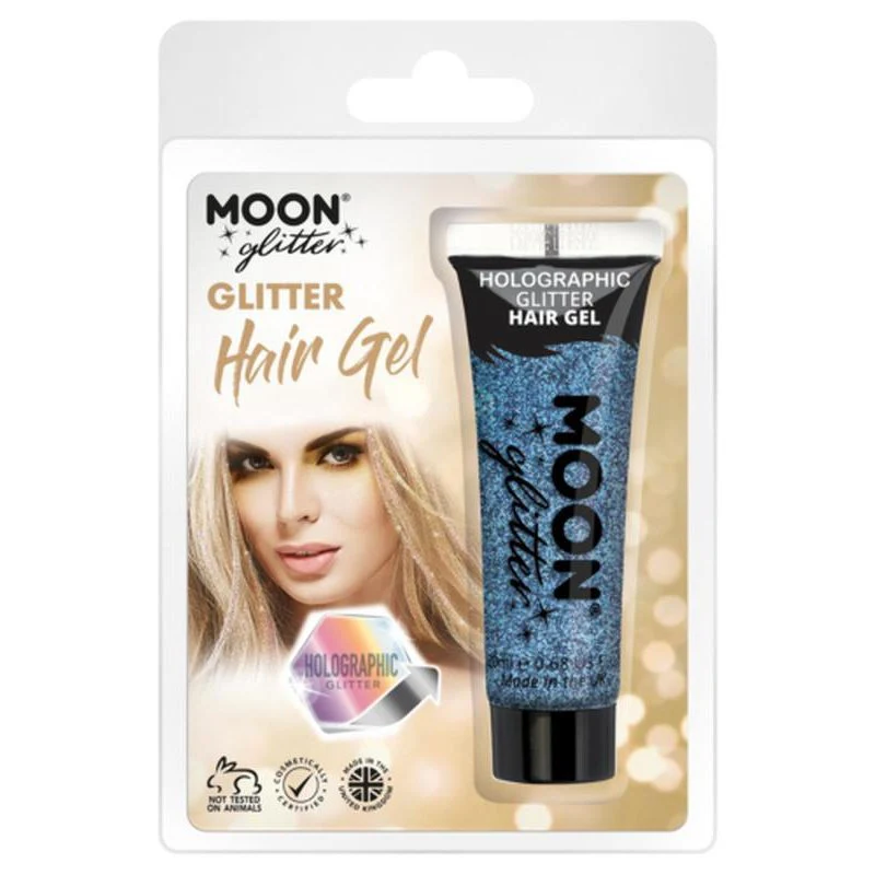 Moon Glitter Holographic Glitter Hair Gel, Blue - Image 3