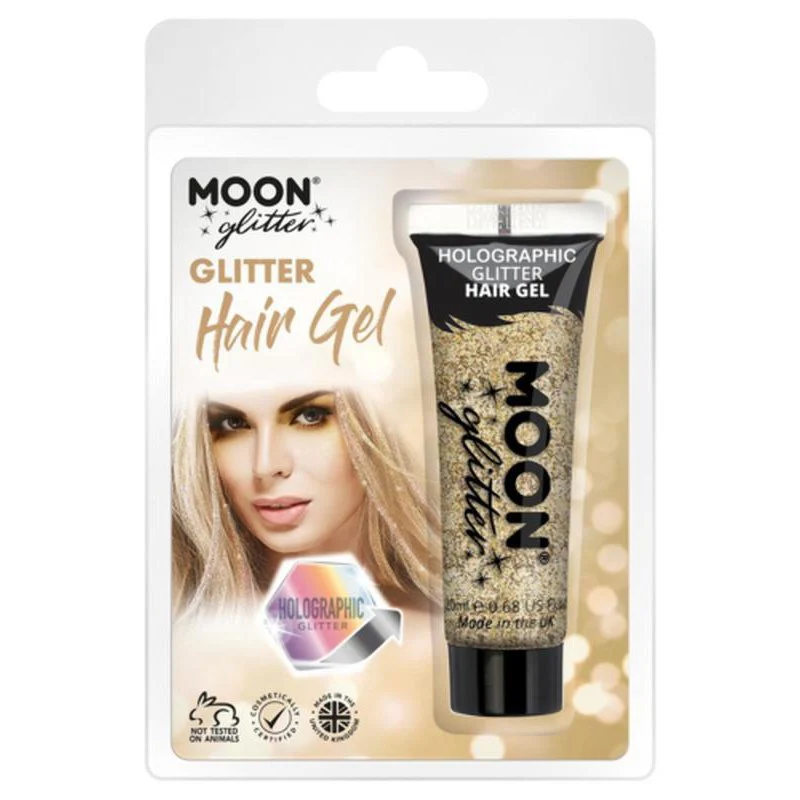 Moon Glitter Holographic Glitter Hair Gel, Gold - Image 3