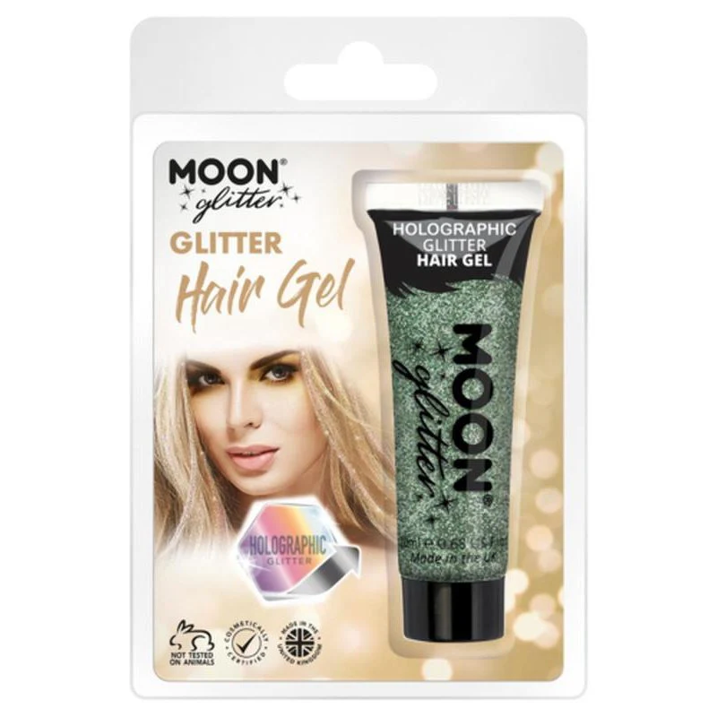 Moon Glitter Holographic Glitter Hair Gel, Green - Image 3