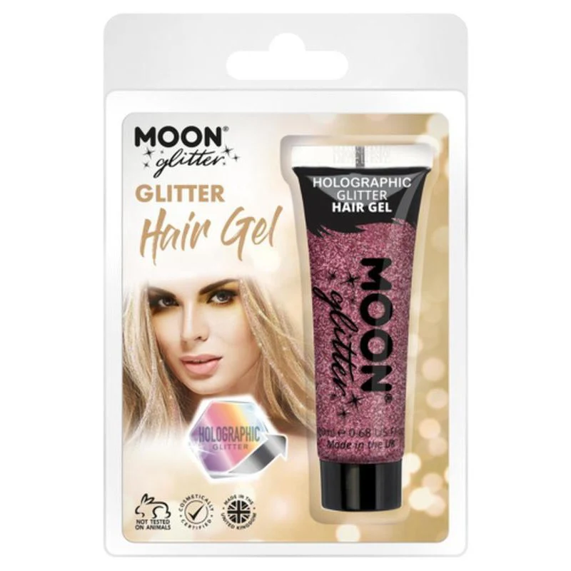 Moon Glitter Holographic Glitter Hair Gel, Pink - Image 3