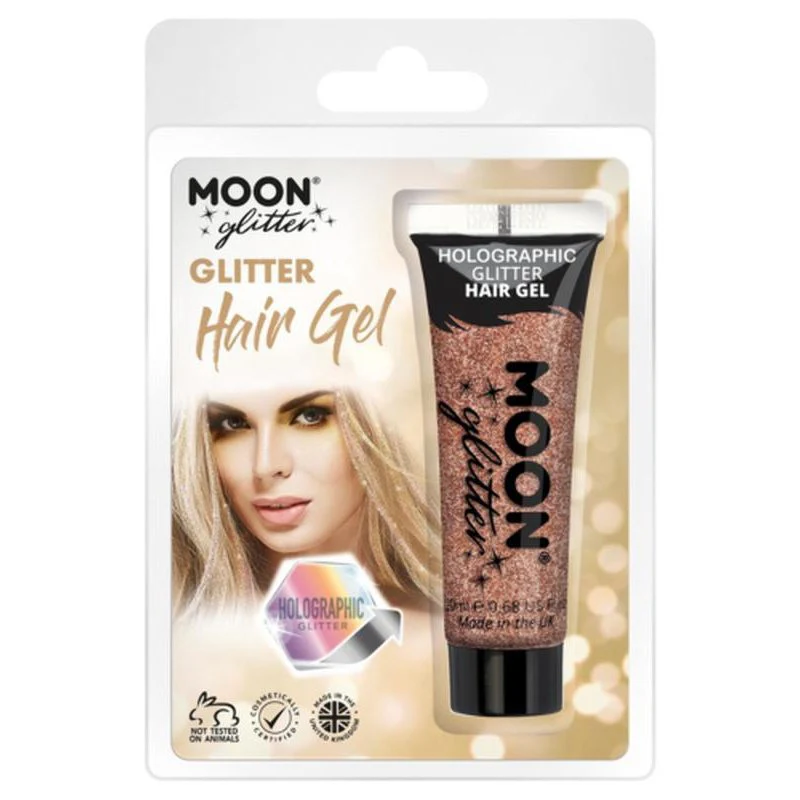 Moon Glitter Holographic Glitter Hair Gel, Rose Gold - Image 3