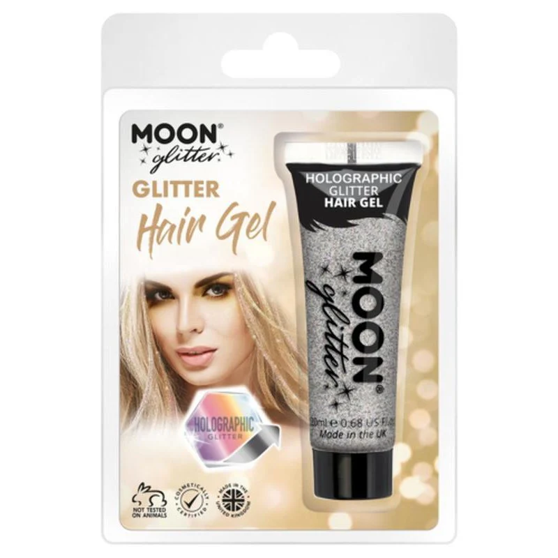 Moon Glitter Holographic Glitter Hair Gel, Silver - Image 3