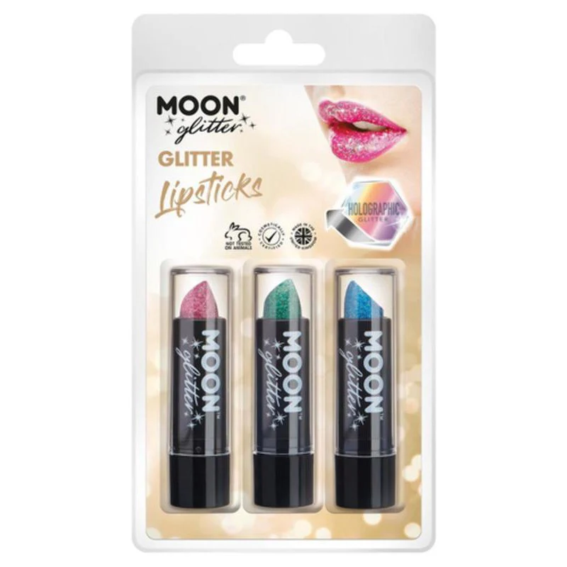 Moon Glitter Holographic Glitter Lipstick, Pink, Green, Blue