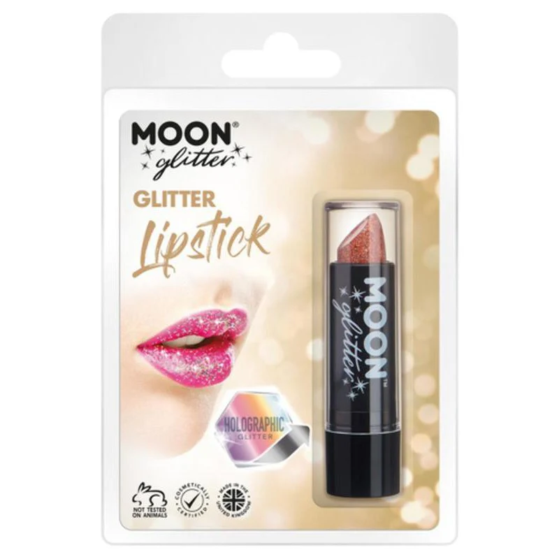 Moon Glitter Holographic Glitter Lipstick, Rose Gold - Image 3