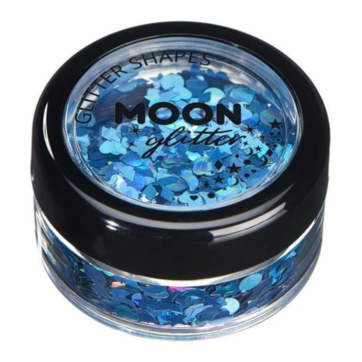 Moon Glitter Holographic Glitter Shapes, Blue