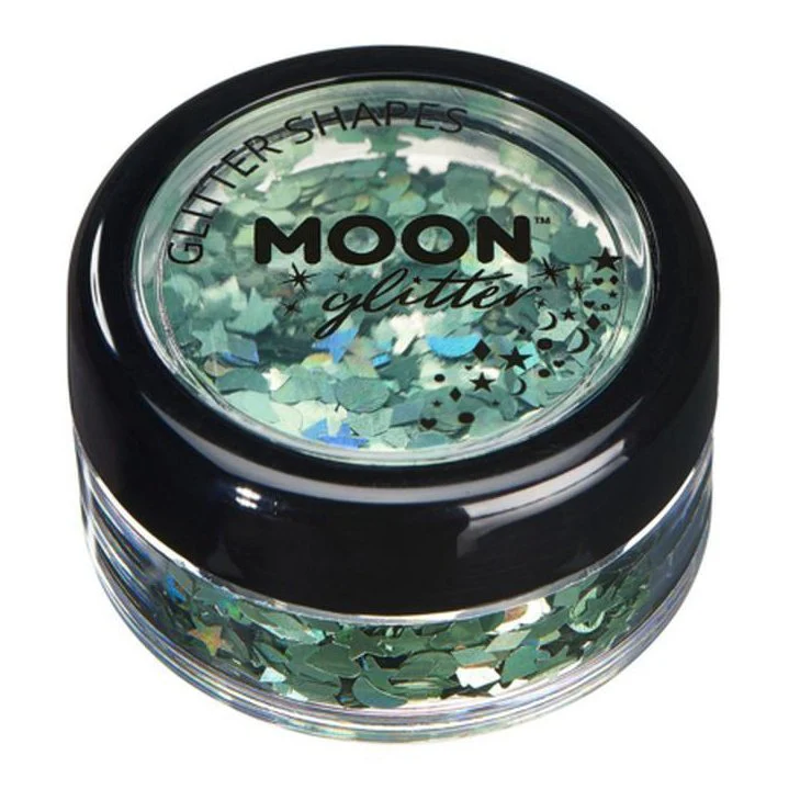 Moon Glitter Holographic Glitter Shapes, Green - Image 2