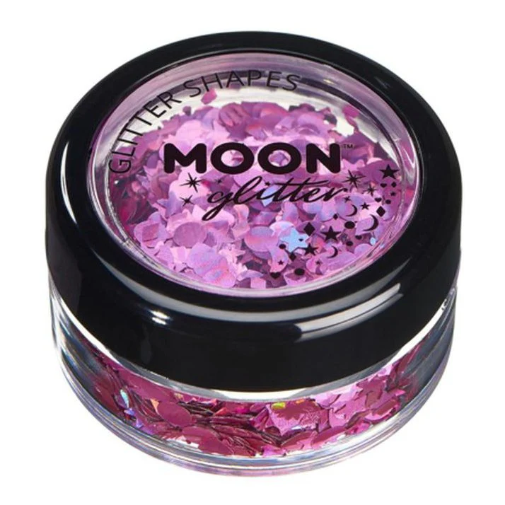 Moon Glitter Holographic Glitter Shapes, Pink - Image 2