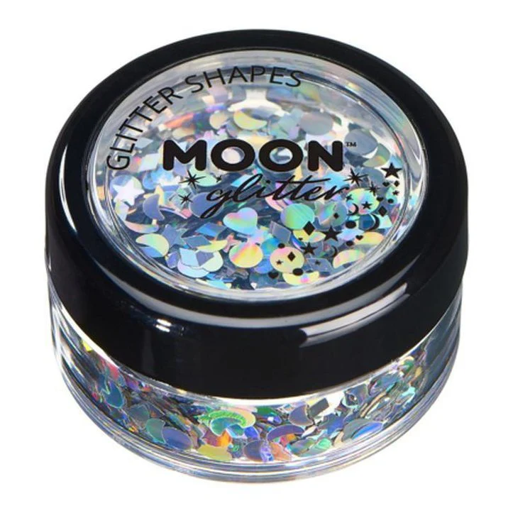 Moon Glitter Holographic Glitter Shapes, Silver - Image 2