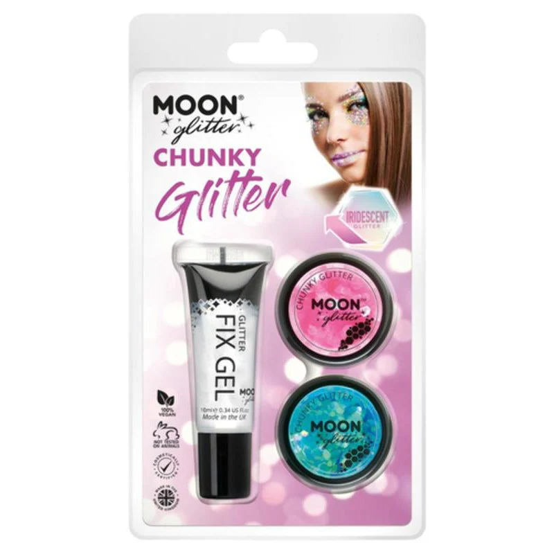Moon Glitter Iridescent Chunky Glitter, Pink, Blue