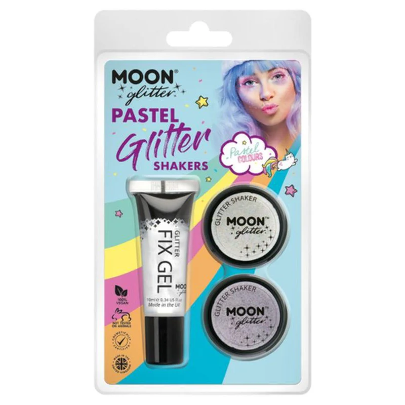 Moon Glitter Pastel Glitter Shakers, White, Lilac