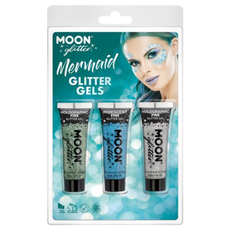 Moon Glitter Themed Clamshells, Blue Glitter Gels