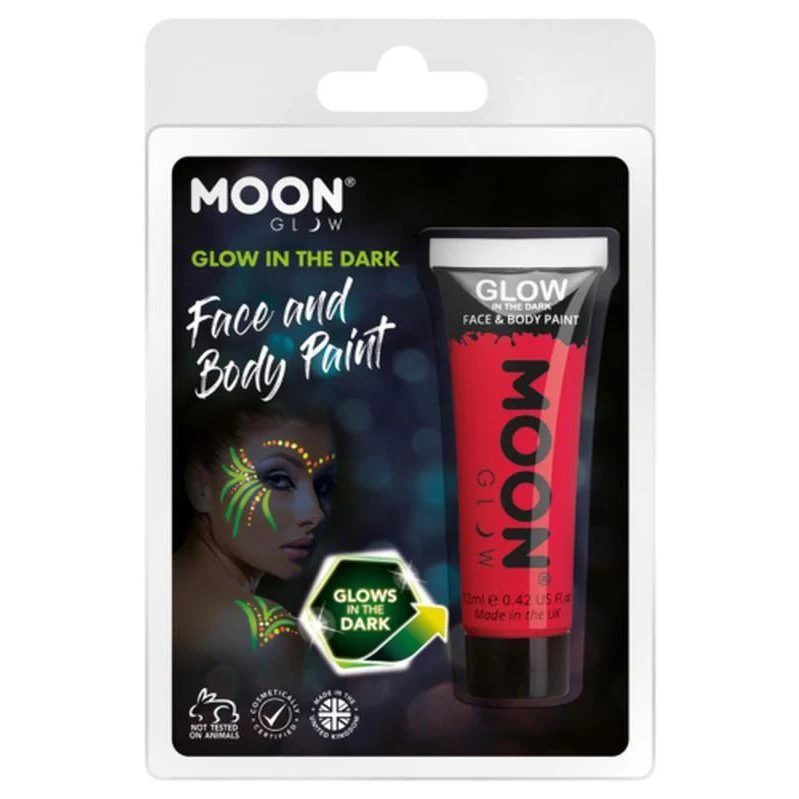Moon Glow Glow In The Dark Face Paint, Red - Image 2