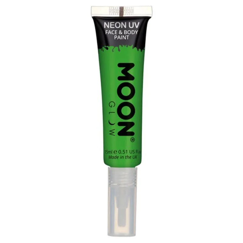 Moon Glow Intense Neon Uv Face Paint, Green With Brush Applicator - Image 2
