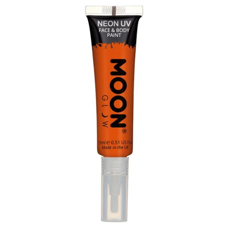 Moon Glow Intense Neon Uv Face Paint, Orange With Brush Applicator - Image 2