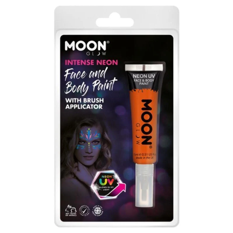 Moon Glow Intense Neon Uv Face Paint, Orange With Brush Applicator - Image 3
