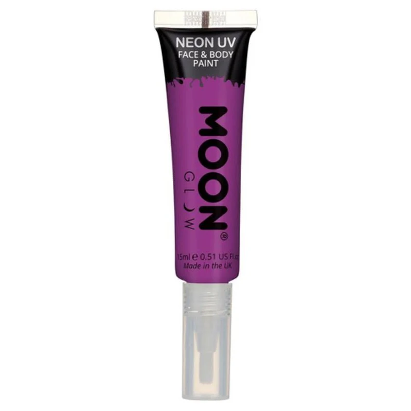 Moon Glow Intense Neon Uv Face Paint, Purple With Brush Applicator - Image 2