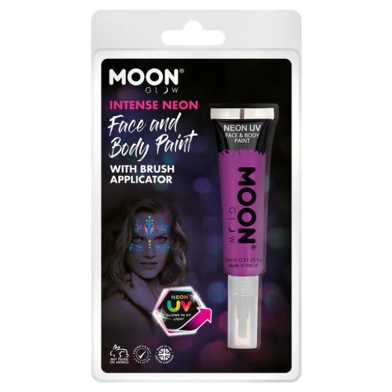 Moon Glow Intense Neon Uv Face Paint, Purple With Brush Applicator - Image 3