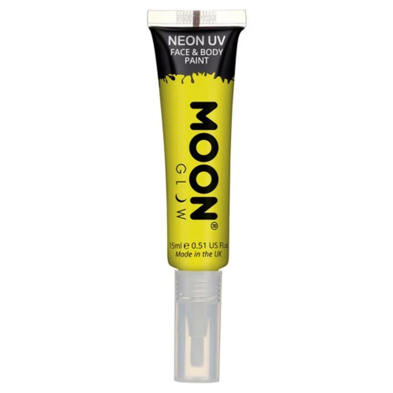Moon Glow Intense Neon Uv Face Paint, Yellow With Brush Applicator - Image 2