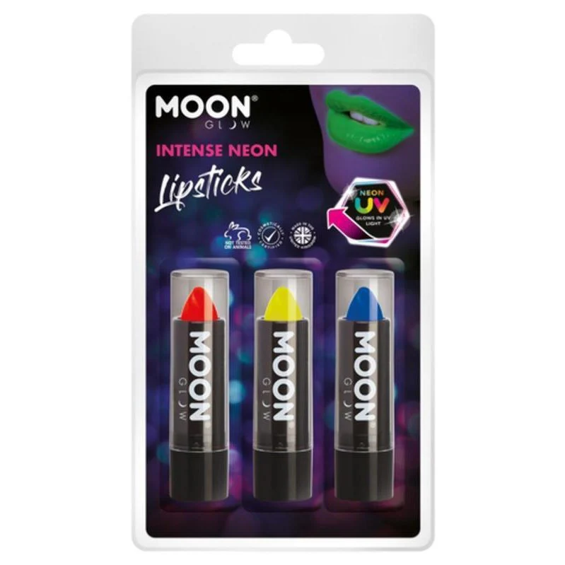 Moon Glow Intense Neon Uv Lipstick, Red, Yellow, Blue