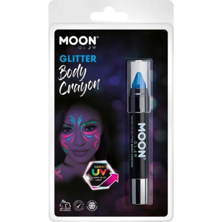 Moon Glow Neon Uv Glitter Body Crayons, Blue - Image 3