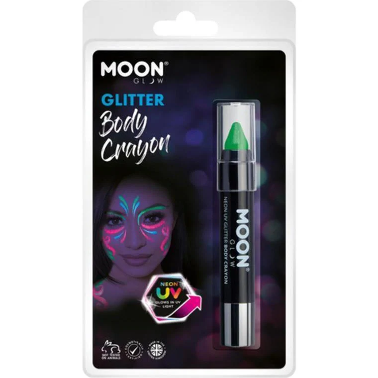 Moon Glow Neon Uv Glitter Body Crayons, Green - Image 3