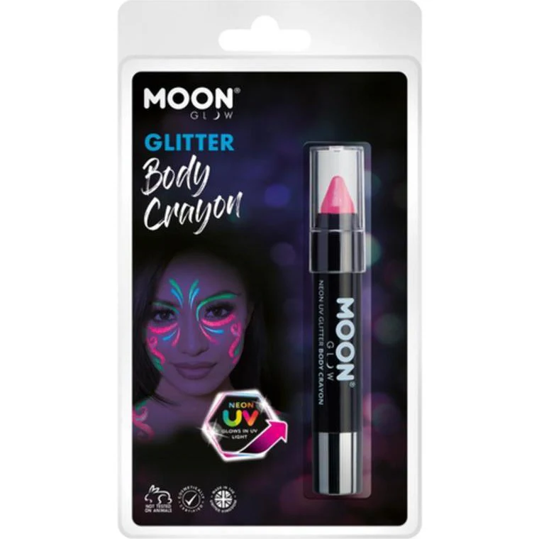 Moon Glow Neon Uv Glitter Body Crayons, Pink - Image 3