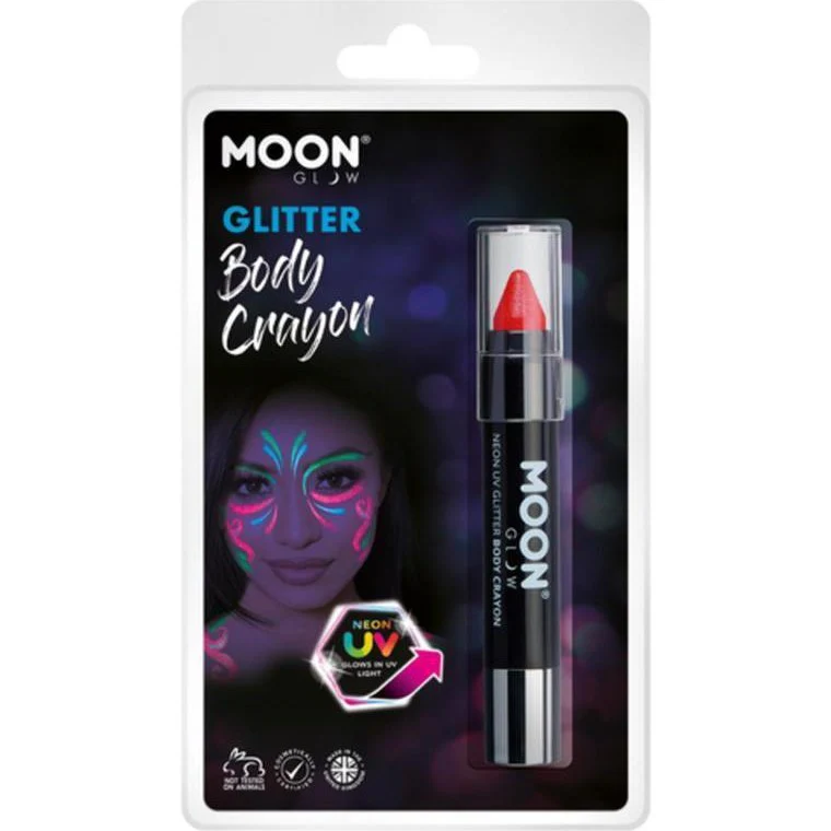Moon Glow Neon Uv Glitter Body Crayons, Red - Image 3