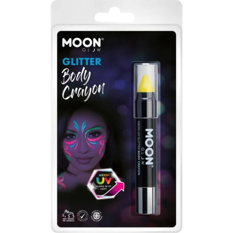 Moon Glow Neon Uv Glitter Body Crayons, Yellow - Image 3