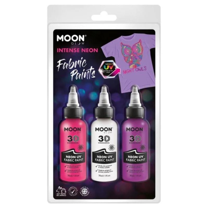 Moon Glow Neon Uv Intense Fabric Paint, Pink, White, Purple
