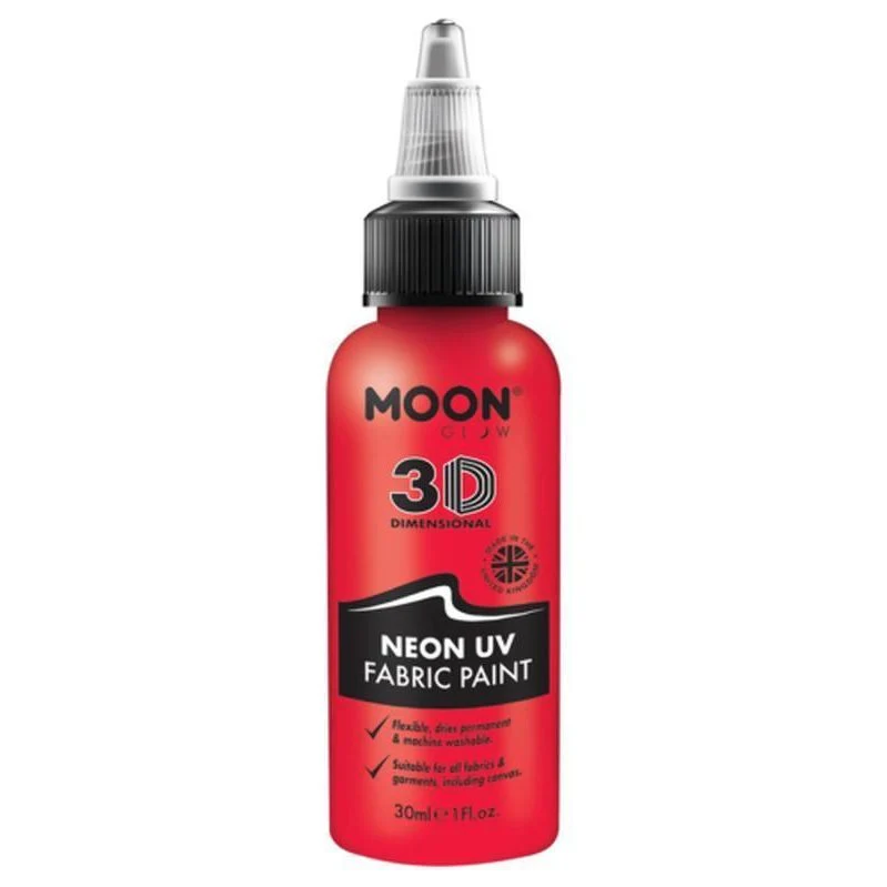 Moon Glow Neon Uv Intense Fabric Paint, Red - Image 2