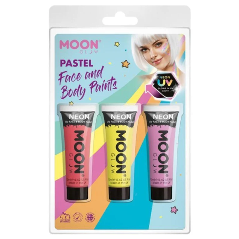 Moon Glow Pastel Neon Uv Face Paint, Coral, Yellow, Lilac