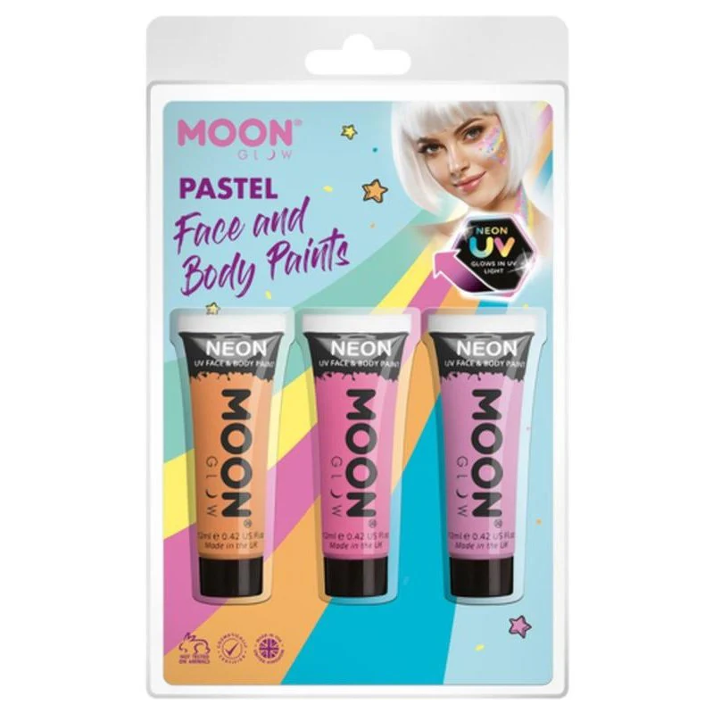 Moon Glow Pastel Neon Uv Face Paint, Orange, Pink, Lilac