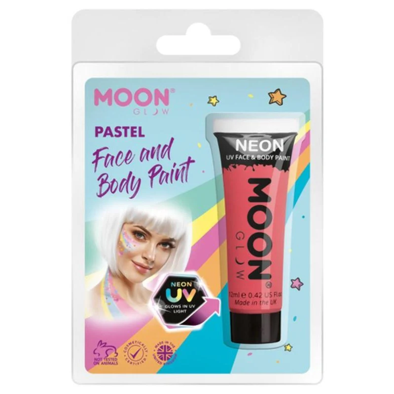 Moon Glow Pastel Neon Uv Face Paint, Pastel Coral - Image 2