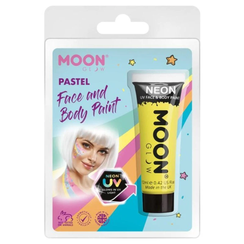 Moon Glow Pastel Neon Uv Face Paint, Yellow - Image 2